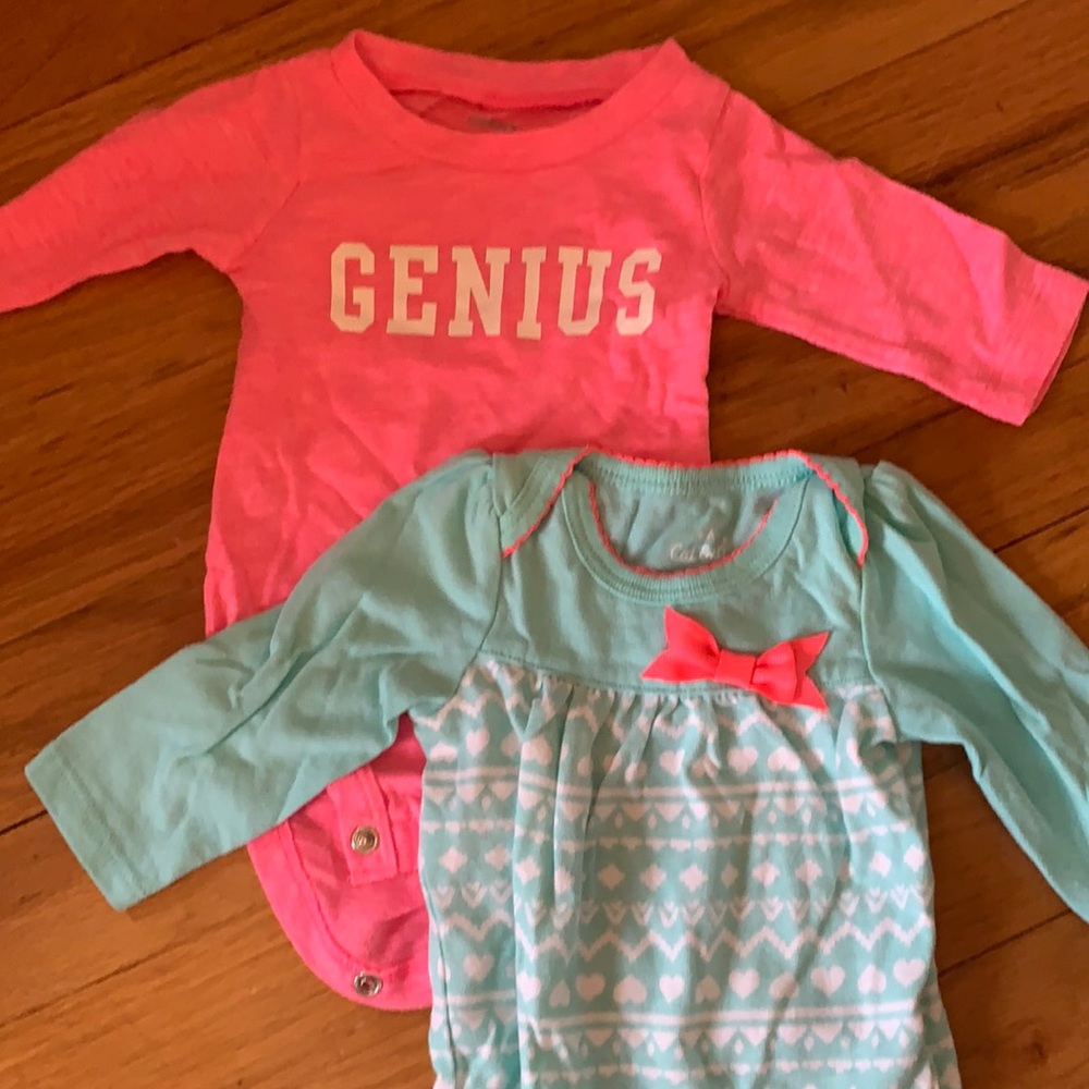 Two adorable long sleeve onesies
